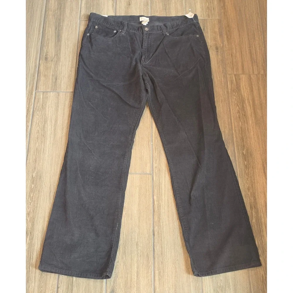 Gap Mens Straight Fit Corduroy Pants 36/32 Dark Gray Black 100% Cotton NWT